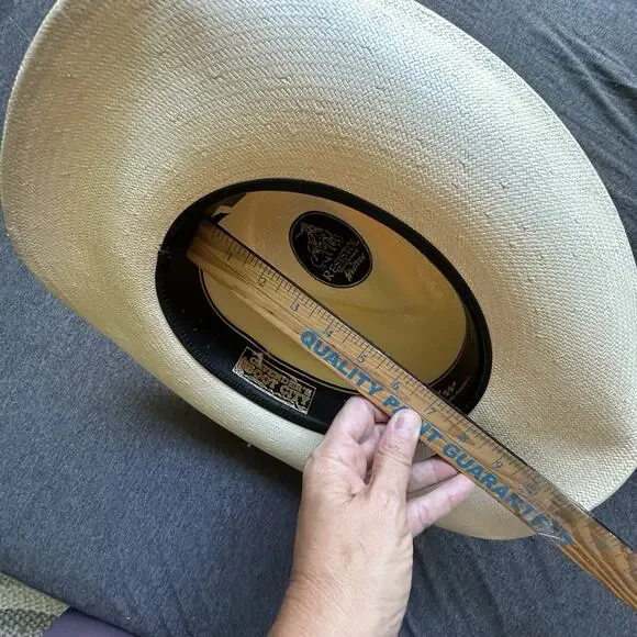 VTG Resistol Straw Cowboy Hat Long Oval George Strait Natural Sz 7 1/8